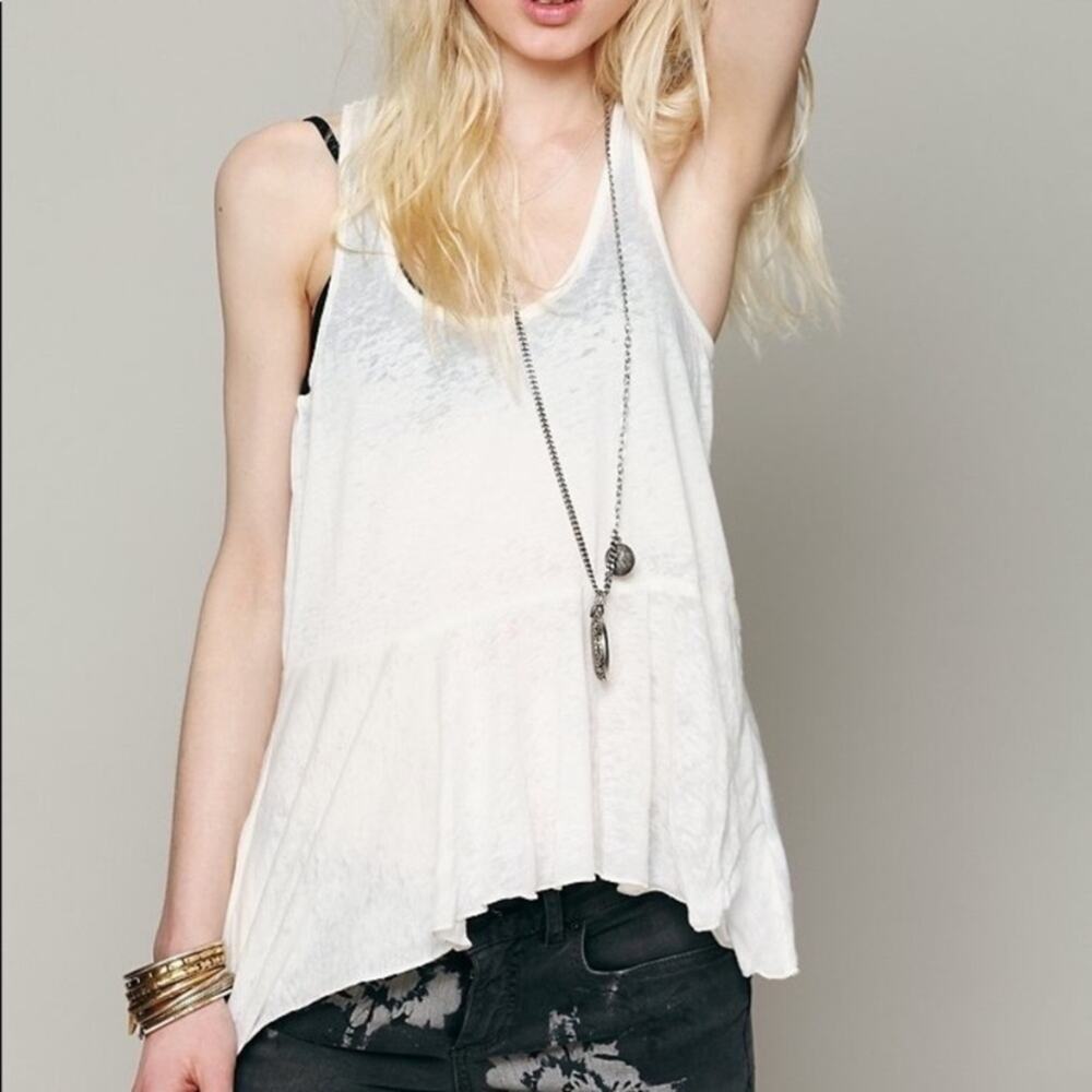 Free People Irma Burnout Drape Flowy Cream Tank